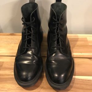 Black Leather Dr Martens Combat Boots